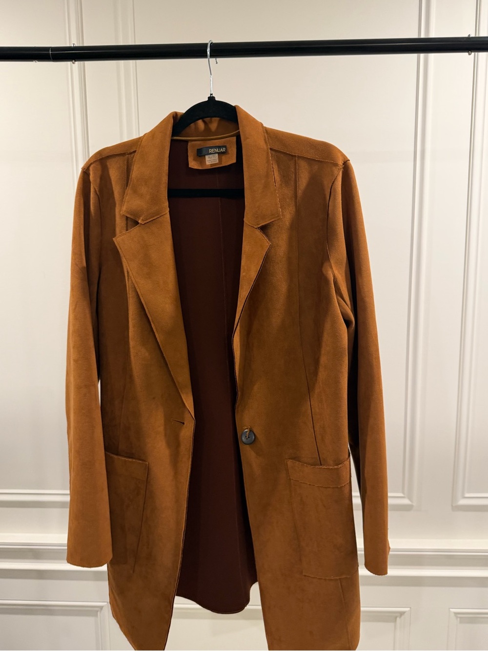 Renuar Rust Suede Single-Button Blazer